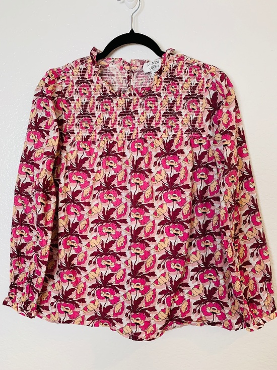 J. Crew Tops - J. Crew Liberty Butterfield Poppy Cotton Blouse Medium Floral Smocked Pink